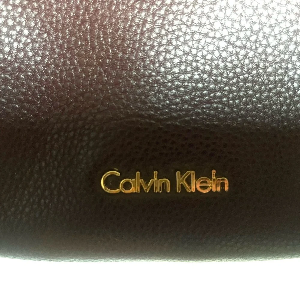 Calvin Klein Burgundy Pebbled Leather Crossbody Bag - Picture 7 of 10
